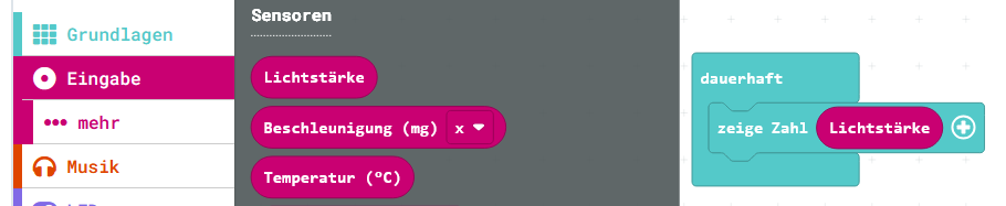 Makecode Lichtst&auml;rke