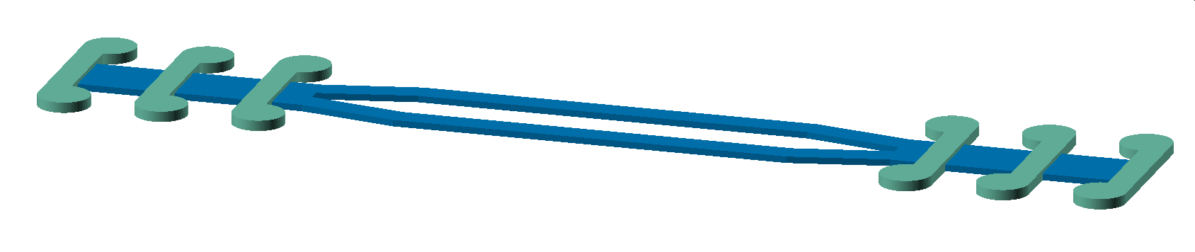 Komposition aus dem gesamten Träger und 3 Haken auf jeder Seite
