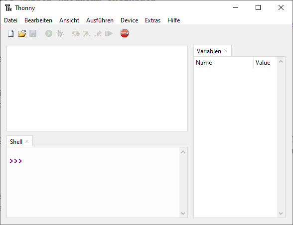 Thonny mit Variablenfenster