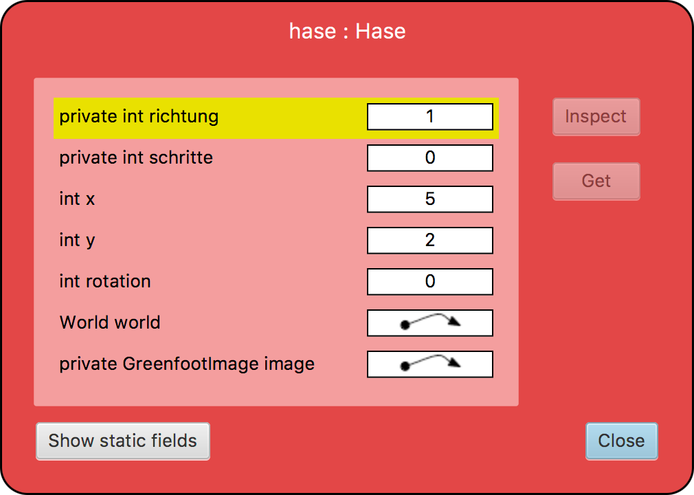 Objektinspektor für Hase