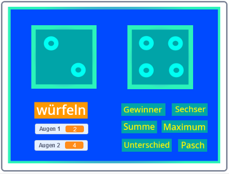 Screenshot Scratch-Würfel